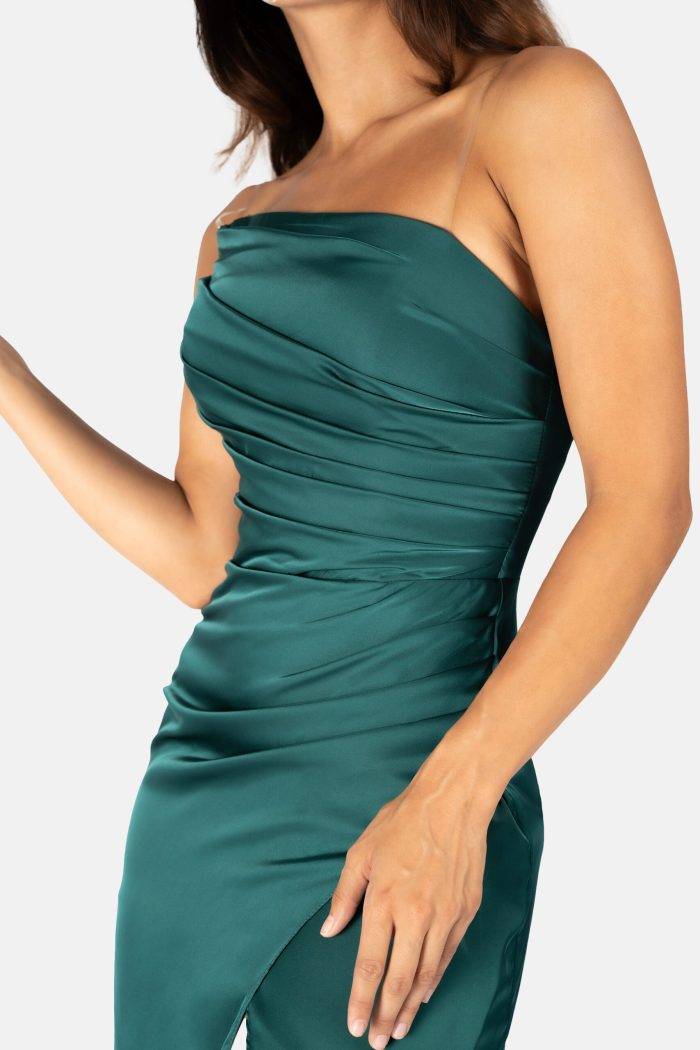 Prestije Maxikleid Satin mit Beinschlitz Online Outlet