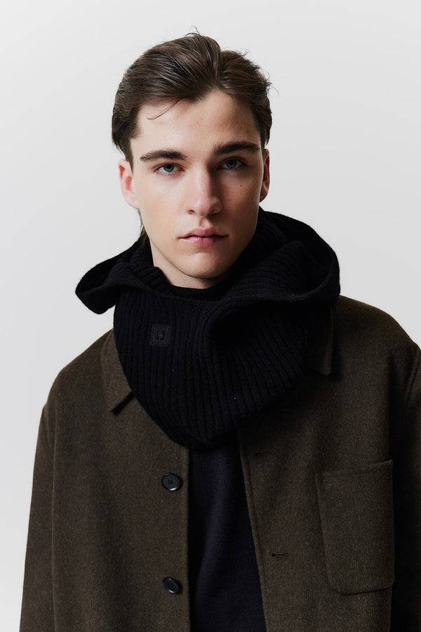 Prinz Berlin Kaschmir Hood Rib Knit Schwarz Osterangebot
