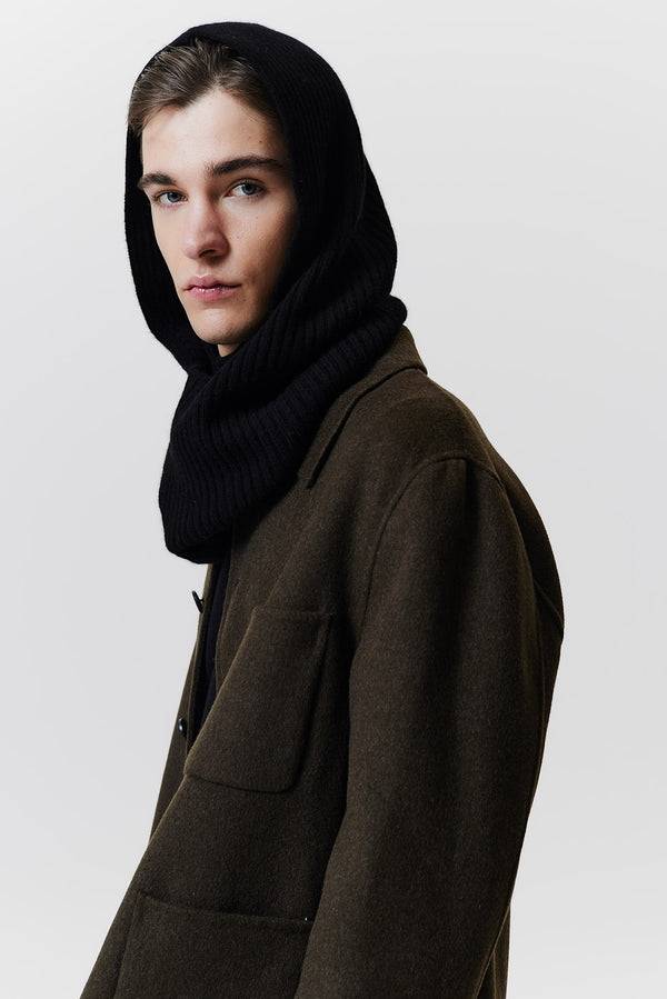 Prinz Berlin Kaschmir Hood Rib Knit Schwarz Osterangebot