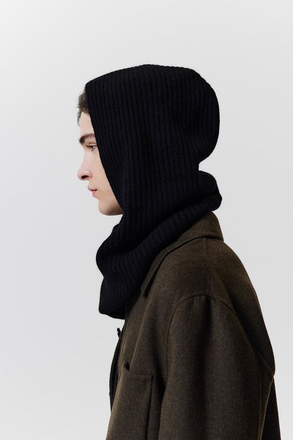 Prinz Berlin Kaschmir Hood Rib Knit Schwarz Osterangebot