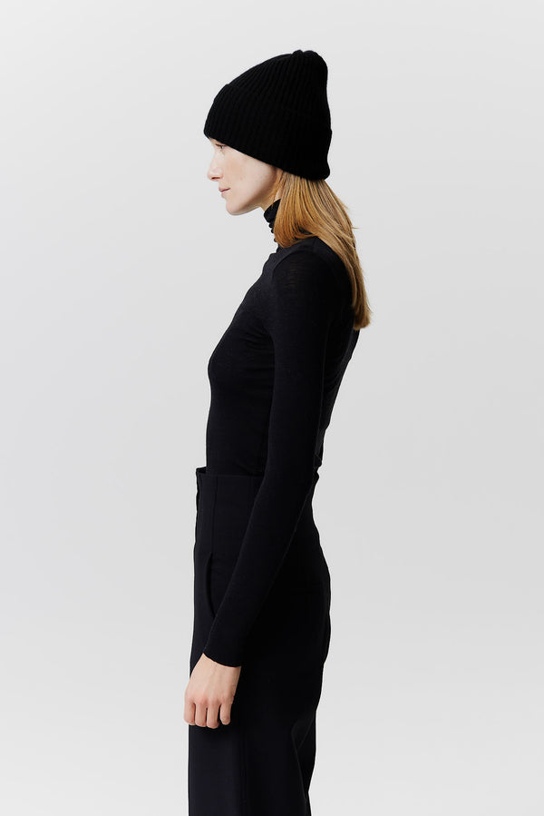 Prinz Berlin Kaschmir Beanie Rib Knit Schwarz Muttertagsangebot