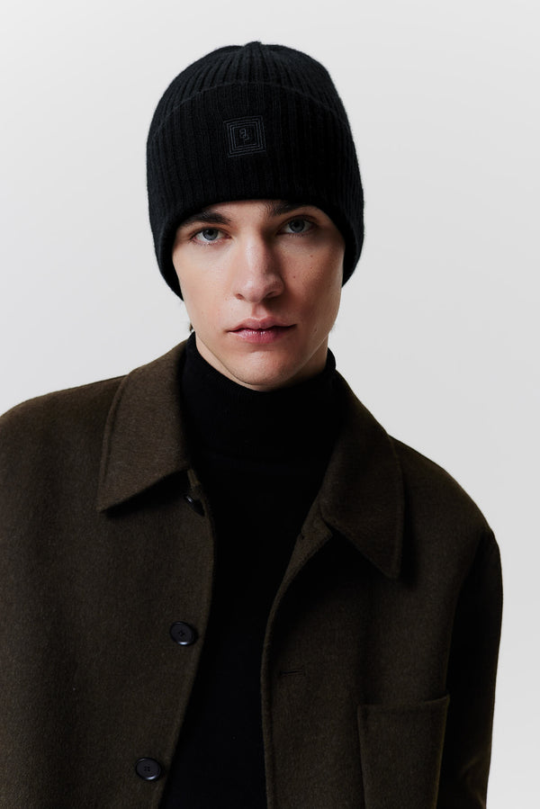 Prinz Berlin Kaschmir Beanie Rib Knit Schwarz Muttertagsangebot