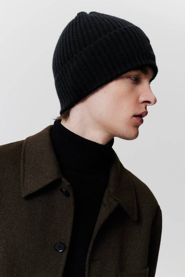 Prinz Berlin Kaschmir Beanie Rib Knit Schwarz Muttertagsangebot