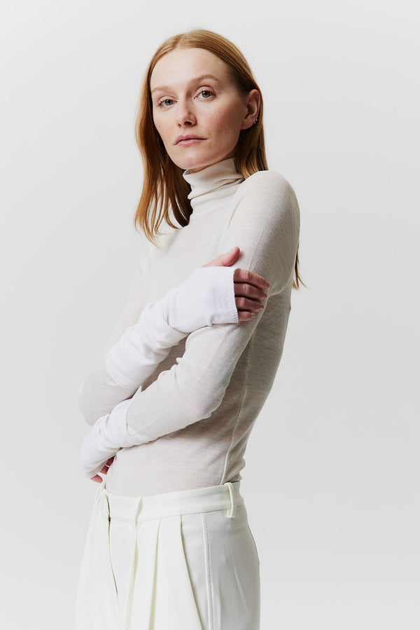 Prinz Berlin Kaschmir Arm Warmers Fine Knit Off-White Lagerräumung
