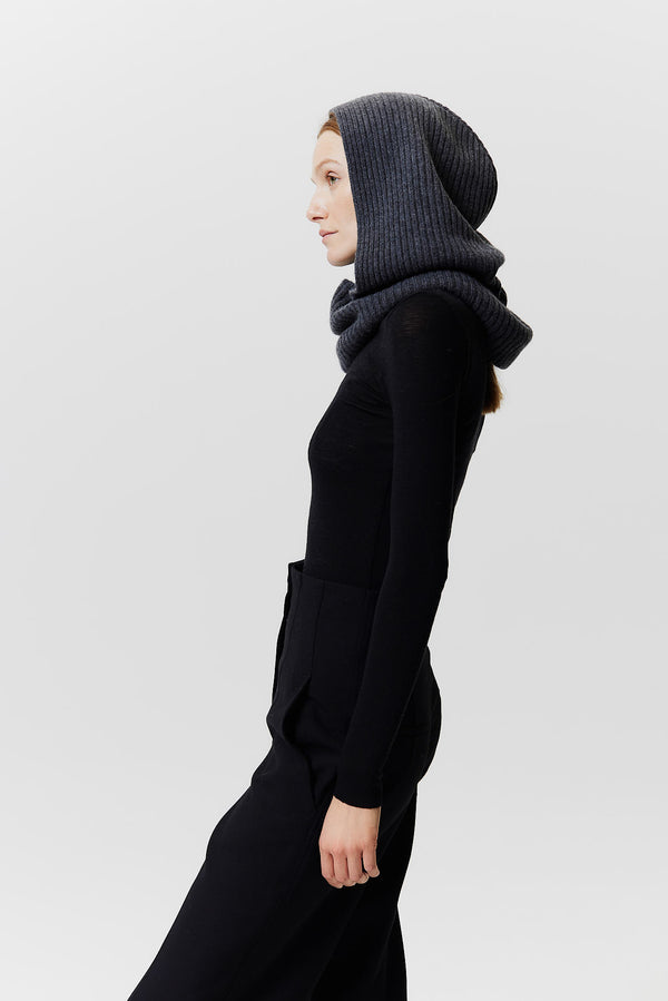 Prinz Berlin Kaschmir Hood Rib Knit Graphit Top Angebot