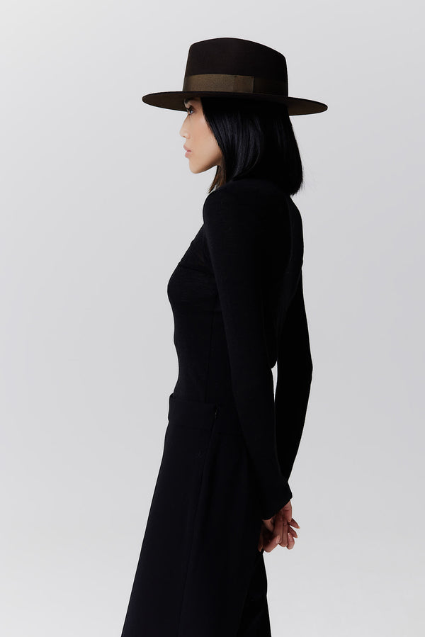 Prinz Berlin Merino Fedora Hut Short Brim Chocolate Räumungsverkauf