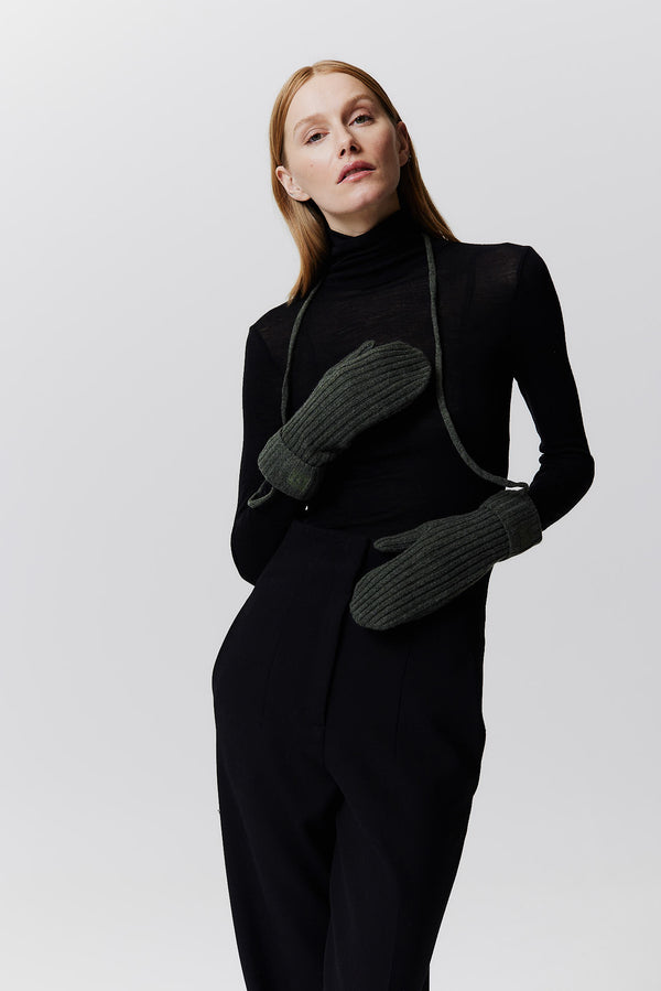 Prinz Berlin Kaschmir Mittens Rib Knit Grün Riesige Ersparnisse