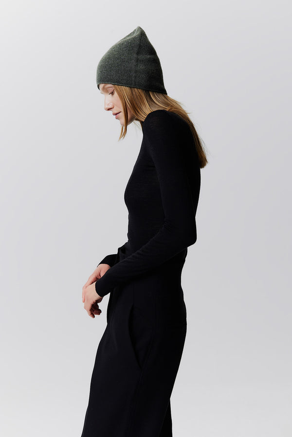 Prinz Berlin Kaschmir Beanie Fine Knit Grün Super Sparpreis