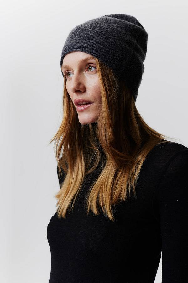 Prinz Berlin Kaschmir Beanie Fine Knit Graphit Kostenlose Rückgabe