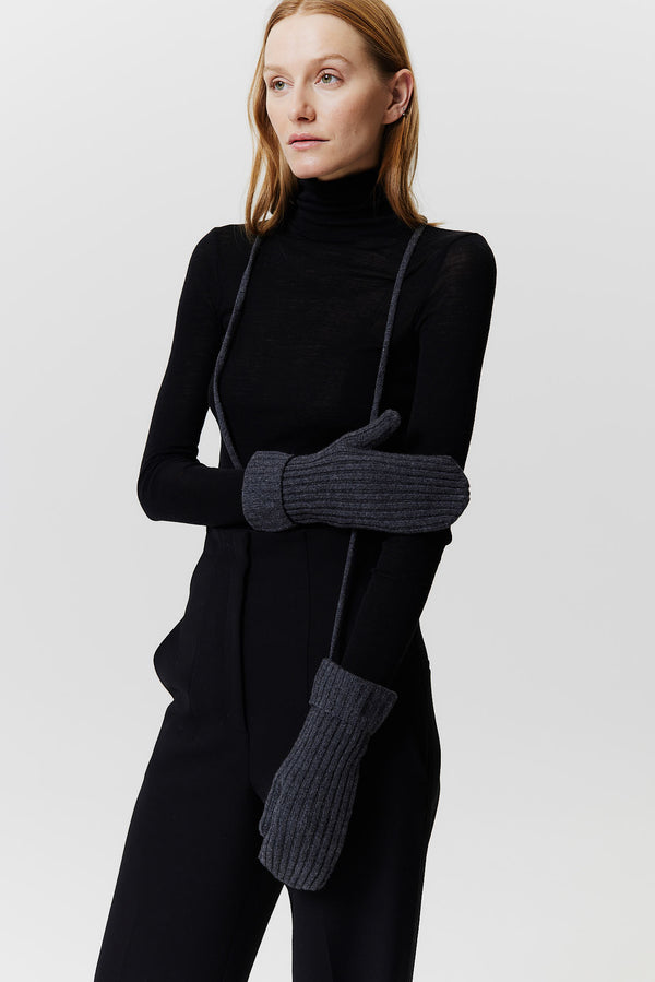 Prinz Berlin Kaschmir Mittens Rib Knit Graphit Begrenzte Freigabe