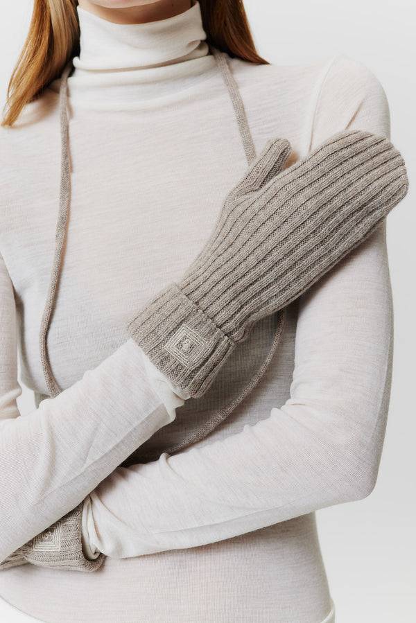 Prinz Berlin Kaschmir Mittens Rib Knit Beige Bis zu 55% Rabatt