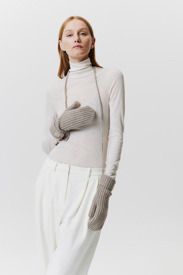 Prinz Berlin Kaschmir Mittens Rib Knit Beige Bis zu 55% Rabatt