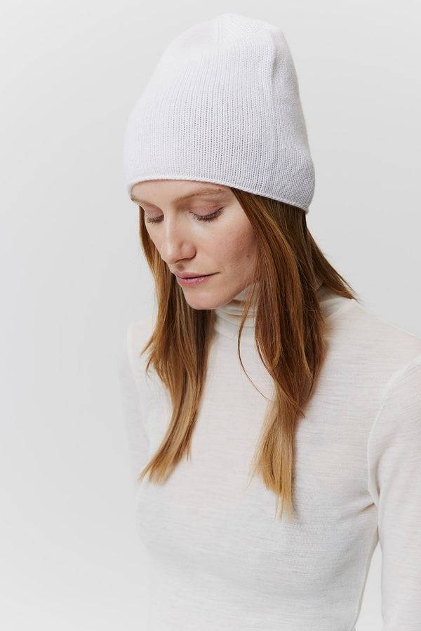 Prinz Berlin Kaschmir Beanie Fine Knit Off-White 50% Rabatt mit kostenlosem Versand