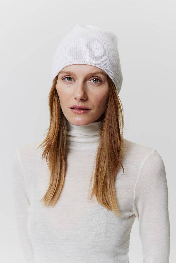 Prinz Berlin Kaschmir Beanie Fine Knit Off-White 50% Rabatt mit kostenlosem Versand