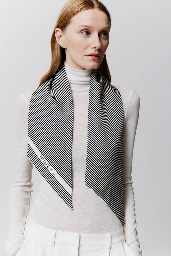 Prinz Berlin Seidenbandeau Stripes in Off-White Clearance-Verkauf