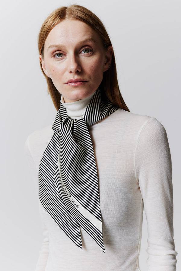 Prinz Berlin Seidenbandeau Stripes in Off-White Clearance-Verkauf