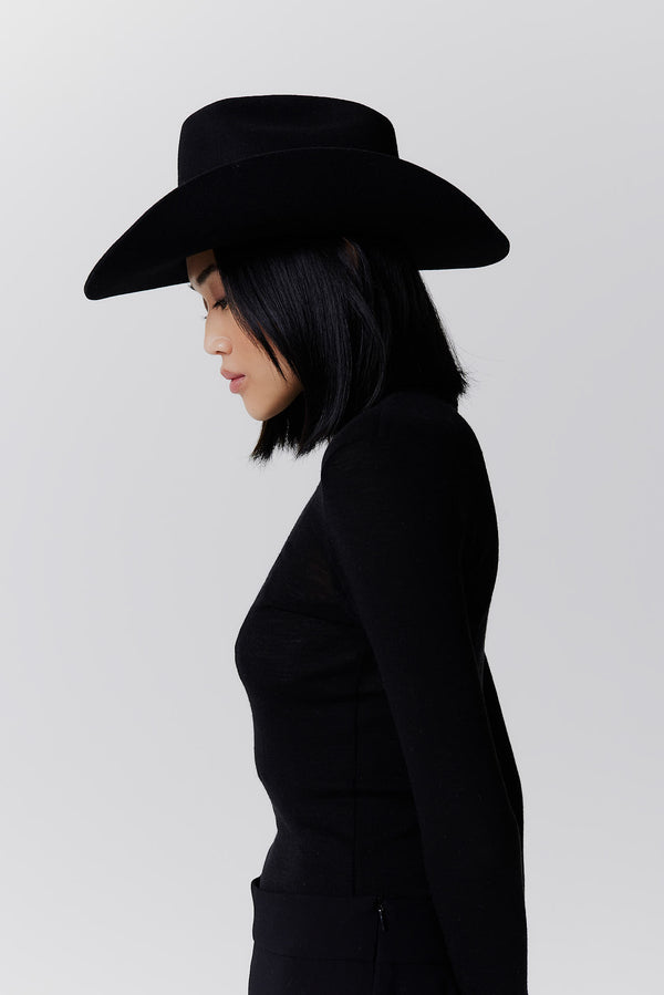 Prinz Berlin Merino Cowboy Hut Lifted Brim Schwarz Fabrikladen
