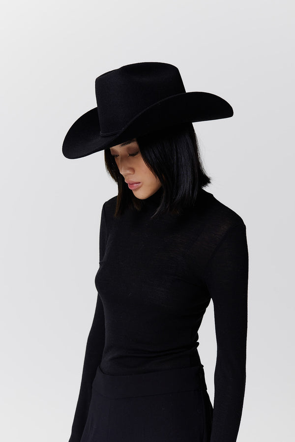 Prinz Berlin Merino Cowboy Hut Lifted Brim Schwarz Fabrikladen