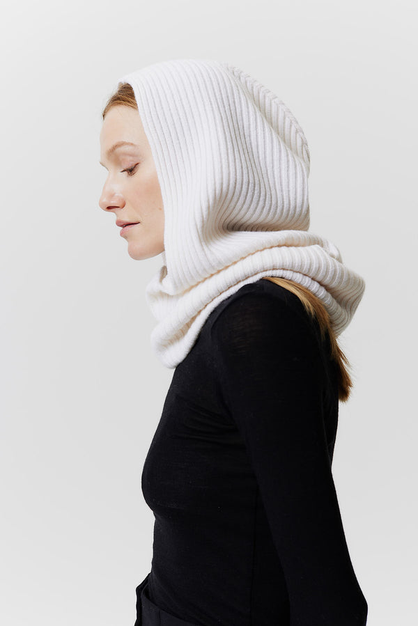 Prinz Berlin Kaschmir Hood Rib Knit Off-White 50% Rabatt für begrenzte Zeit