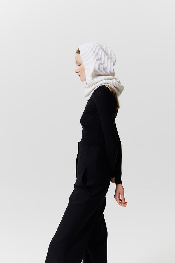 Prinz Berlin Kaschmir Hood Rib Knit Off-White 50% Rabatt für begrenzte Zeit