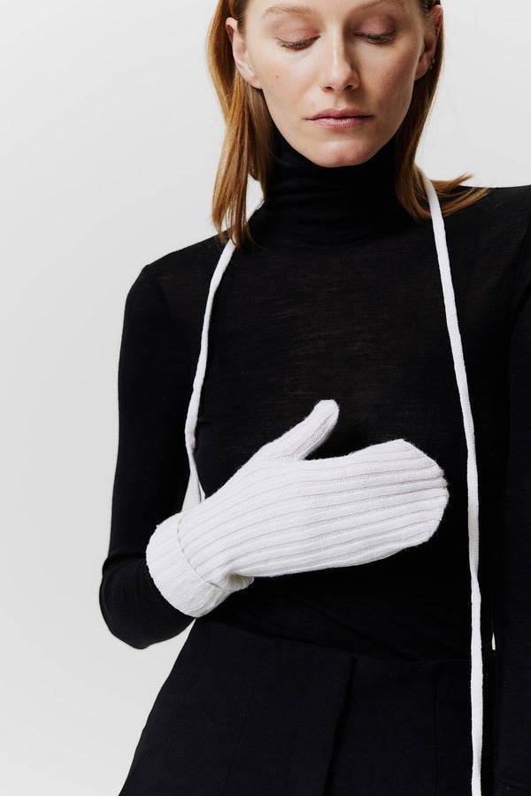 Prinz Berlin Kaschmir Mittens Rib Knit Off-White Rabatte dieses Monats