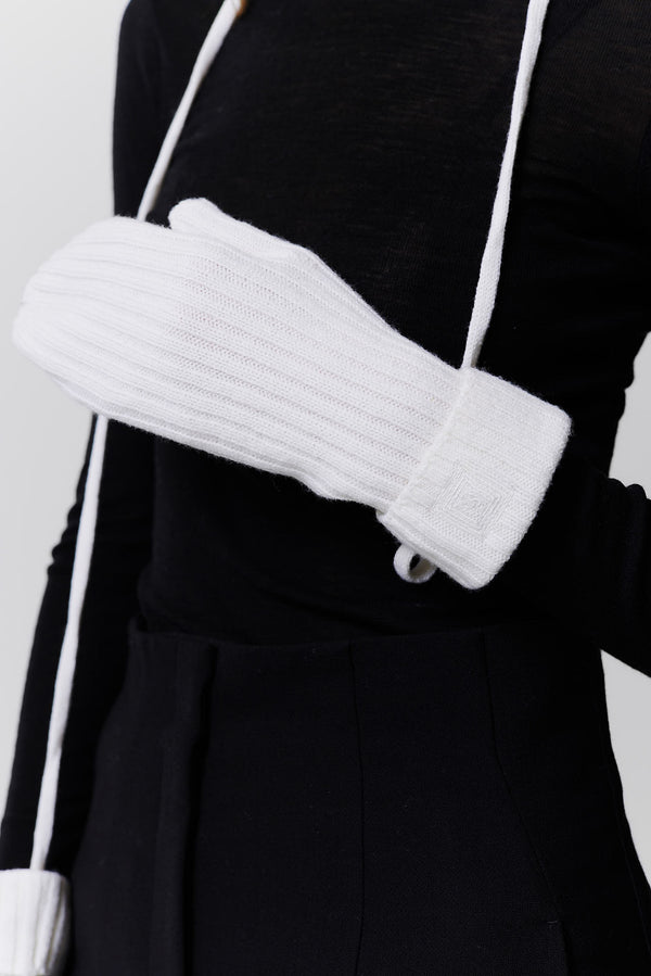 Prinz Berlin Kaschmir Mittens Rib Knit Off-White Rabatte dieses Monats