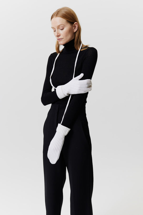 Prinz Berlin Kaschmir Mittens Rib Knit Off-White Rabatte dieses Monats