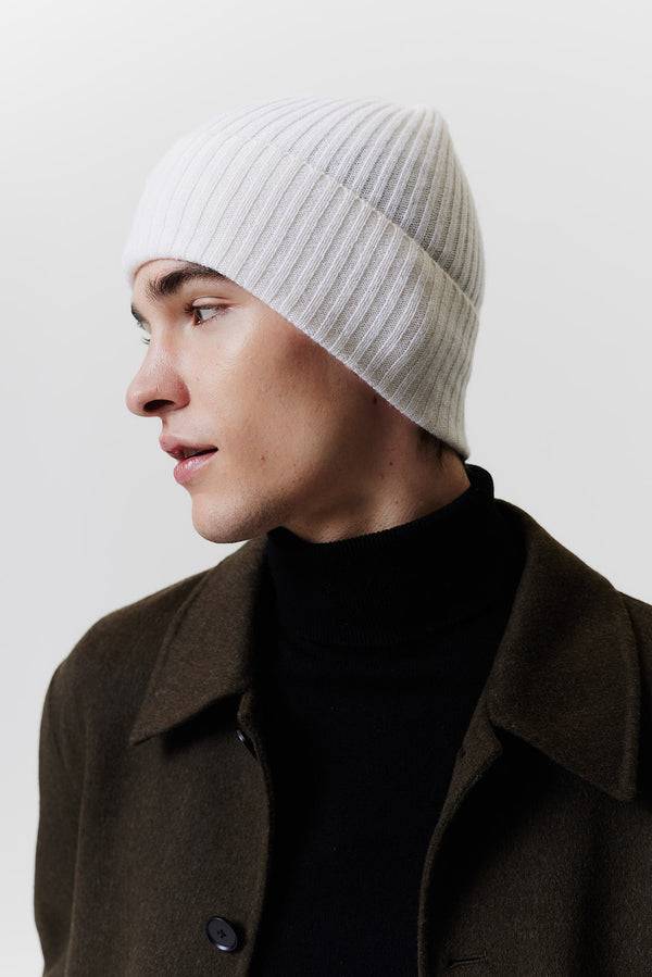 Prinz Berlin Kaschmir Beanie Rib Knit Off-White Online