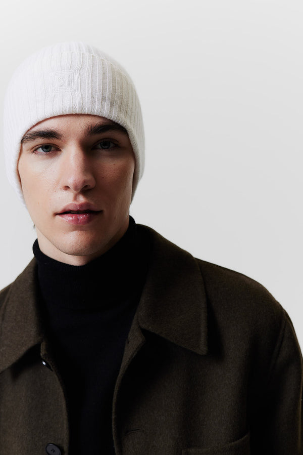 Prinz Berlin Kaschmir Beanie Rib Knit Off-White Online