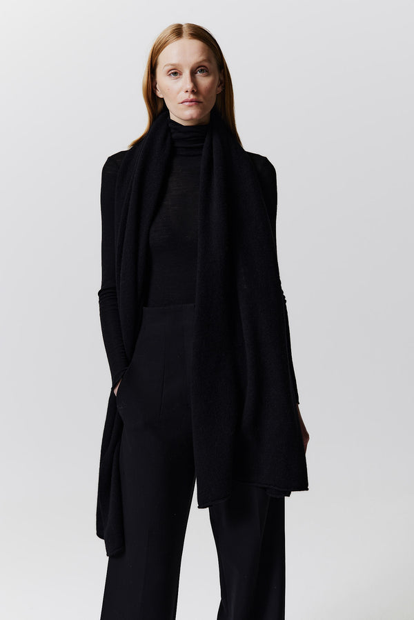 Prinz Berlin Kaschmir Schal Fine Knit Schwarz Outlet