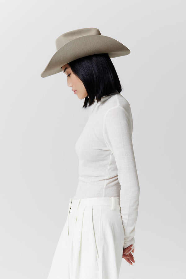Prinz Berlin Merino Cowboy Hut Lifted Brim Taupe Fabrikverkauf