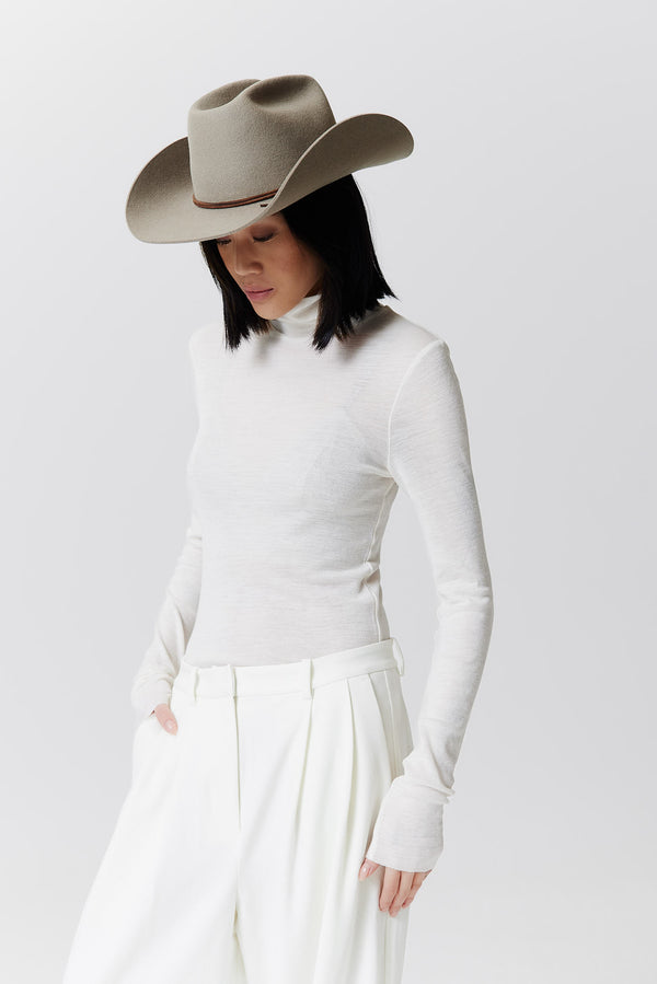 Prinz Berlin Merino Cowboy Hut Lifted Brim Taupe Fabrikverkauf