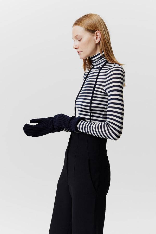 Prinz Berlin Kaschmir Mittens Rib Knit Dunkelblau Kostenloser Versand