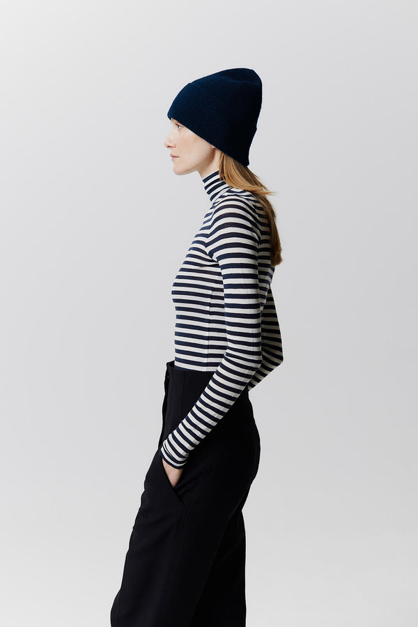 Prinz Berlin Kaschmir Beanie Classic Knit Dunkelblau Limitierter Zeitrabatt