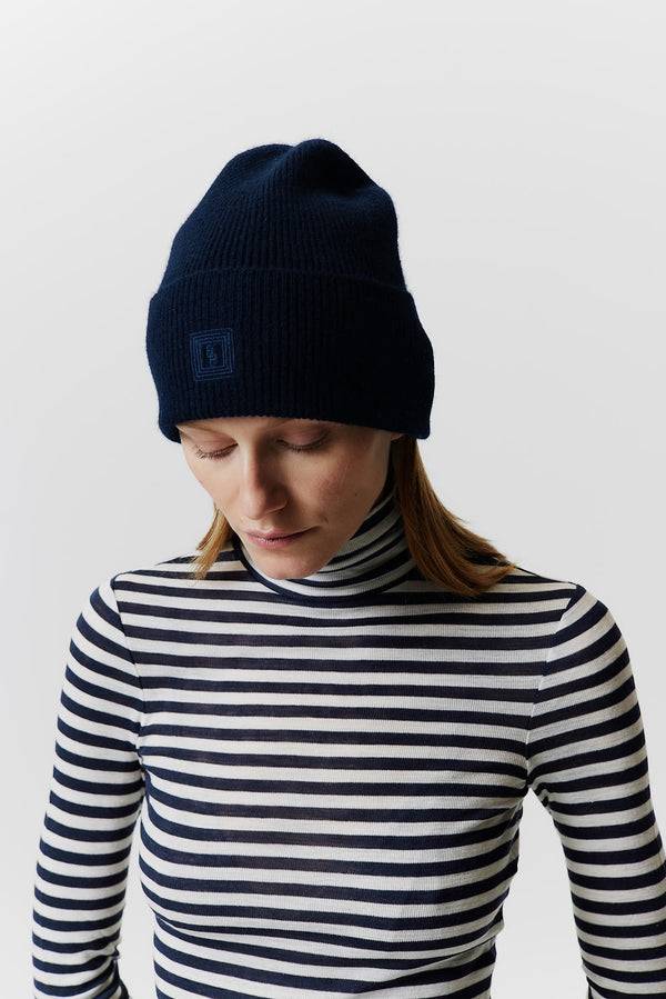 Prinz Berlin Kaschmir Beanie Classic Knit Dunkelblau Limitierter Zeitrabatt