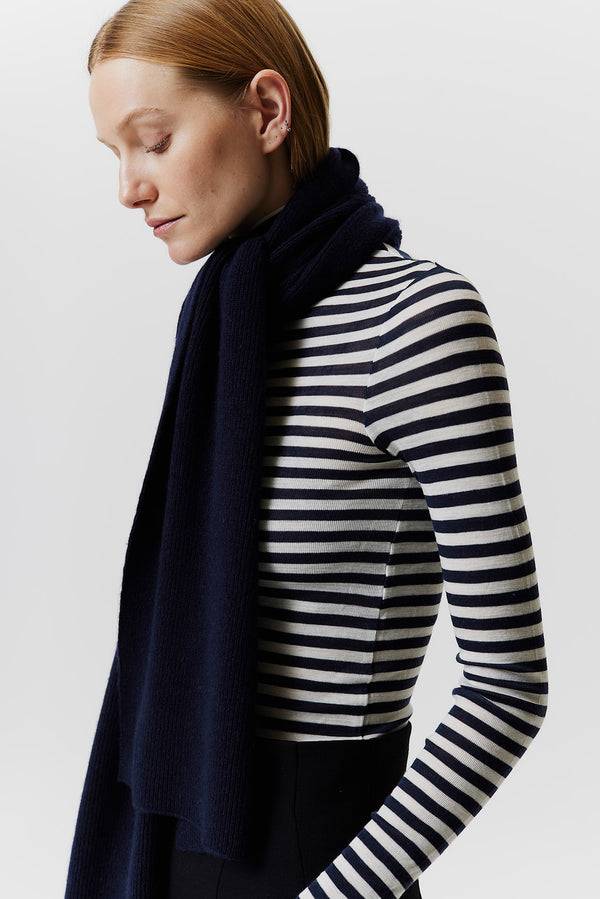 Prinz Berlin Kaschmir Schal Classic Knit Dunkelblau Fabrikpreis