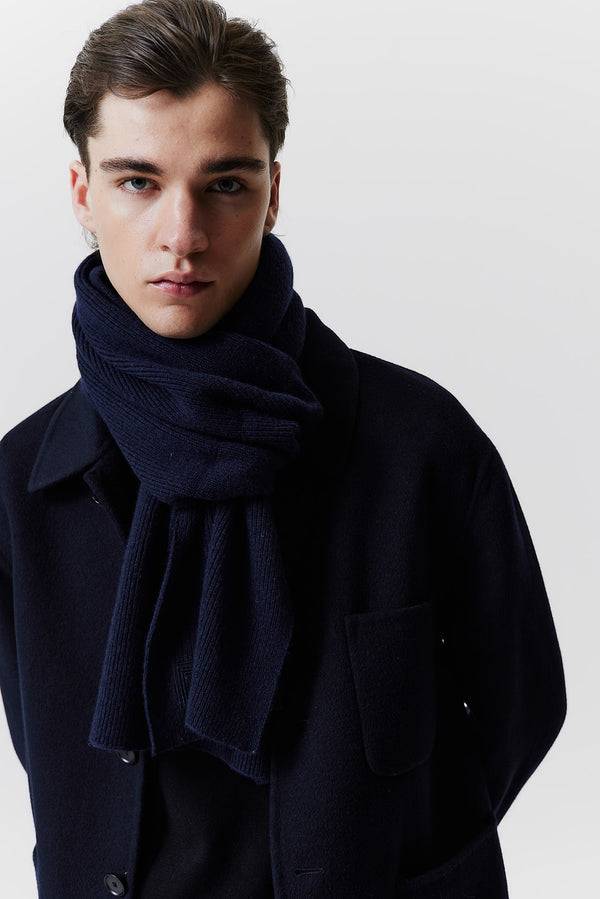 Prinz Berlin Kaschmir Schal Classic Knit Dunkelblau Fabrikpreis