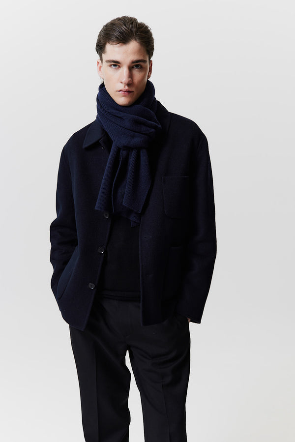 Prinz Berlin Kaschmir Schal Classic Knit Dunkelblau Fabrikpreis