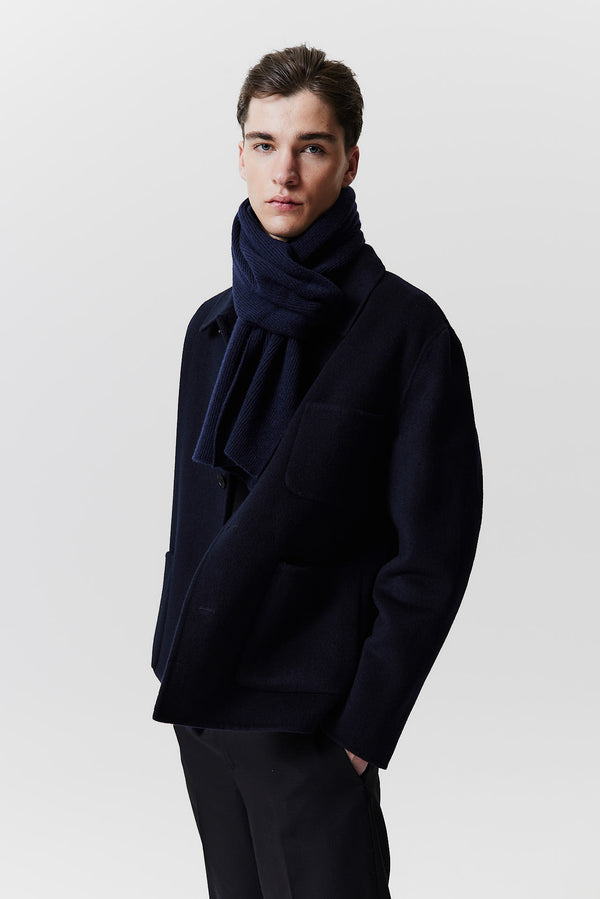 Prinz Berlin Kaschmir Schal Classic Knit Dunkelblau Fabrikpreis