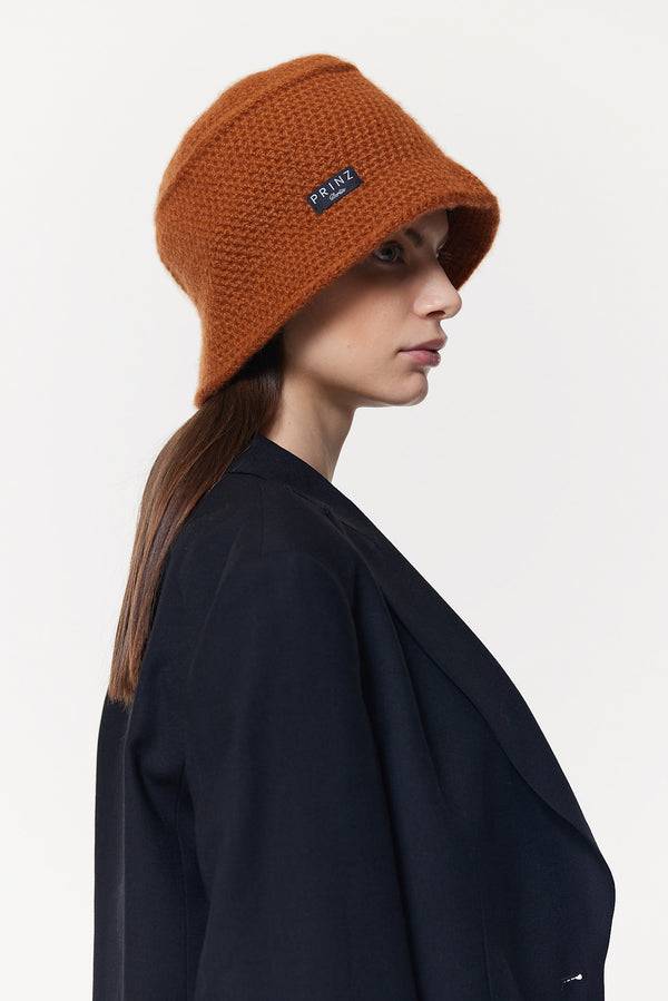 Prinz Berlin Kaschmir Bucket Hat Hand Crochet Karamell Blitzangebot