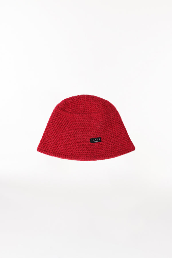 Prinz Berlin Kaschmir Bucket Hat Hand Crochet Rot Neuheiten