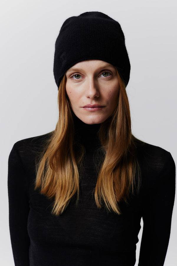 Prinz Berlin Kaschmir Beanie Fine Knit Schwarz Letzte 2 Tage