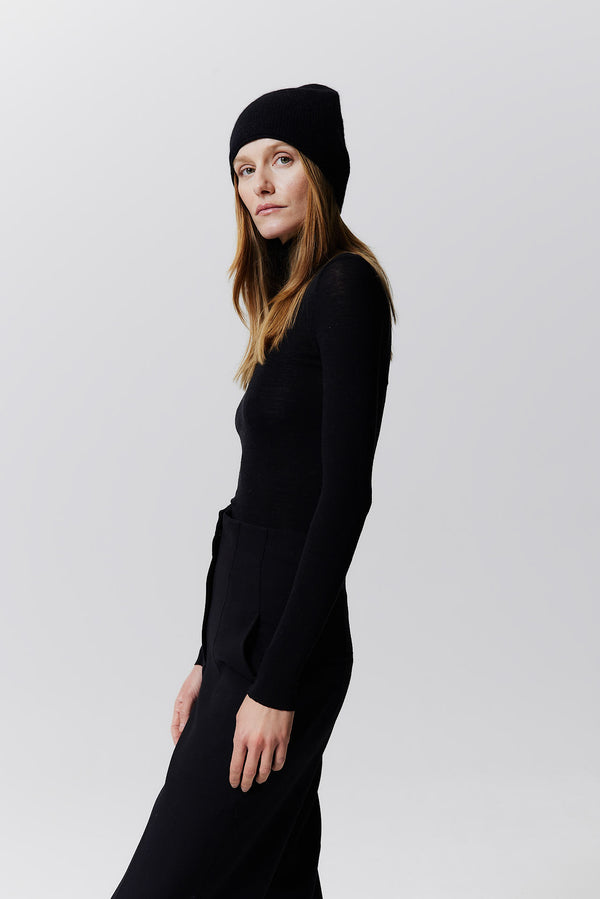 Prinz Berlin Kaschmir Beanie Fine Knit Schwarz Letzte 2 Tage