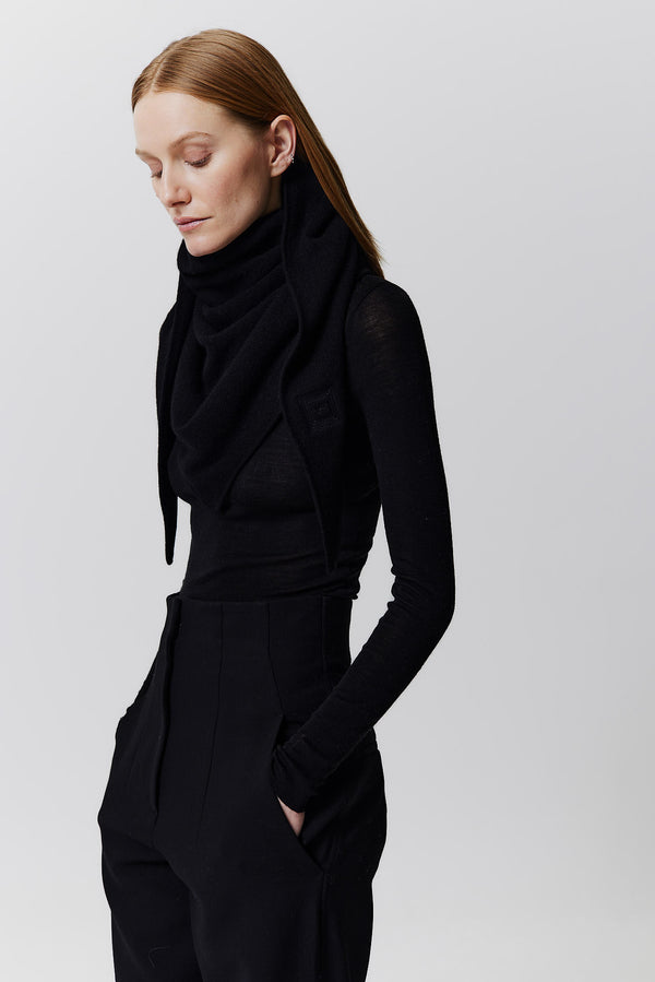 Prinz Berlin Kaschmir Triangle Fine Knit Schwarz Letzter Tag