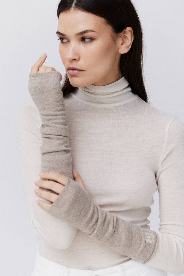 Prinz Berlin Kaschmir Arm Warmers Fine Knit Beige Zeitbegrenzte Promotion