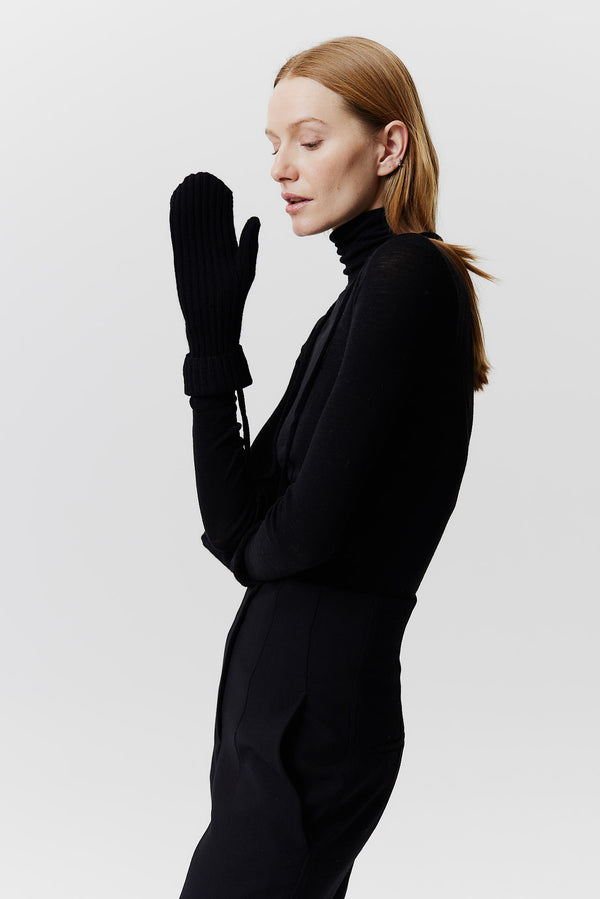 Prinz Berlin Kaschmir Mittens Rib Knit Schwarz Bis zu 60% Rabatt