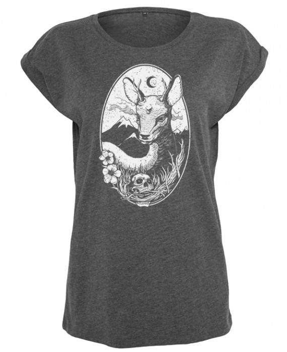 Rebel Rockers Deer Girl Loosefit Tee dark greyheather Räumungsverkauf