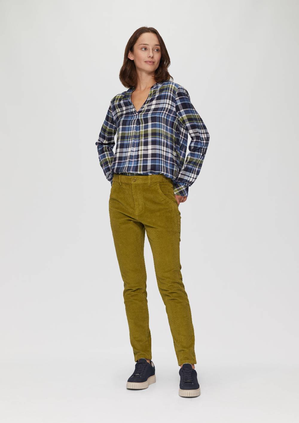 S.Oliver Karierte Bluse aus Viskosemix und Krempel-Detail Zeitlich begrenztes Angebot