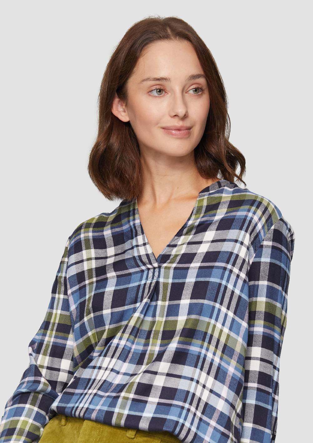 S.Oliver Karierte Bluse aus Viskosemix und Krempel-Detail Zeitlich begrenztes Angebot