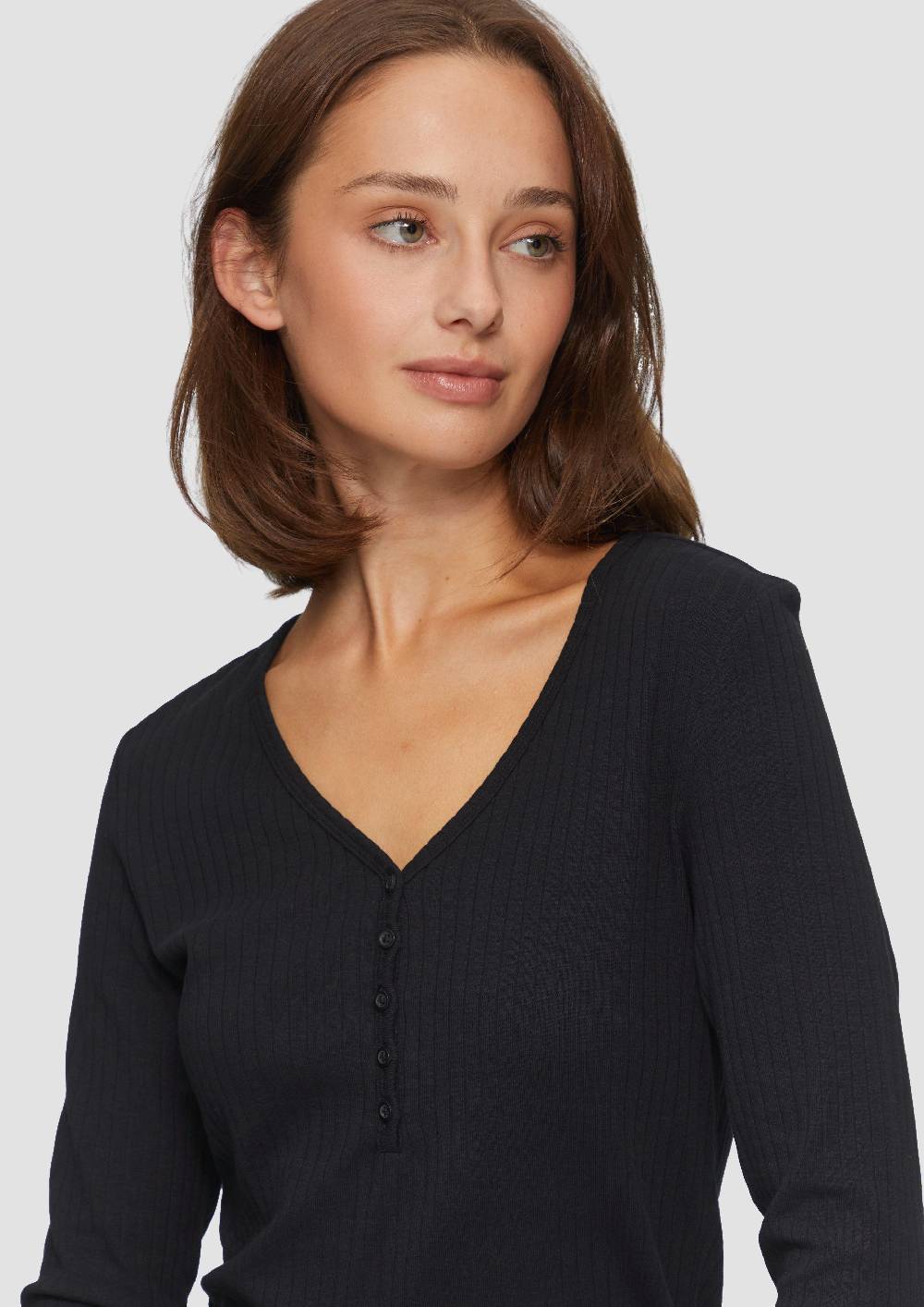 S.Oliver Stretchiges Longsleeve mit Henleyausschnitt Bestseller